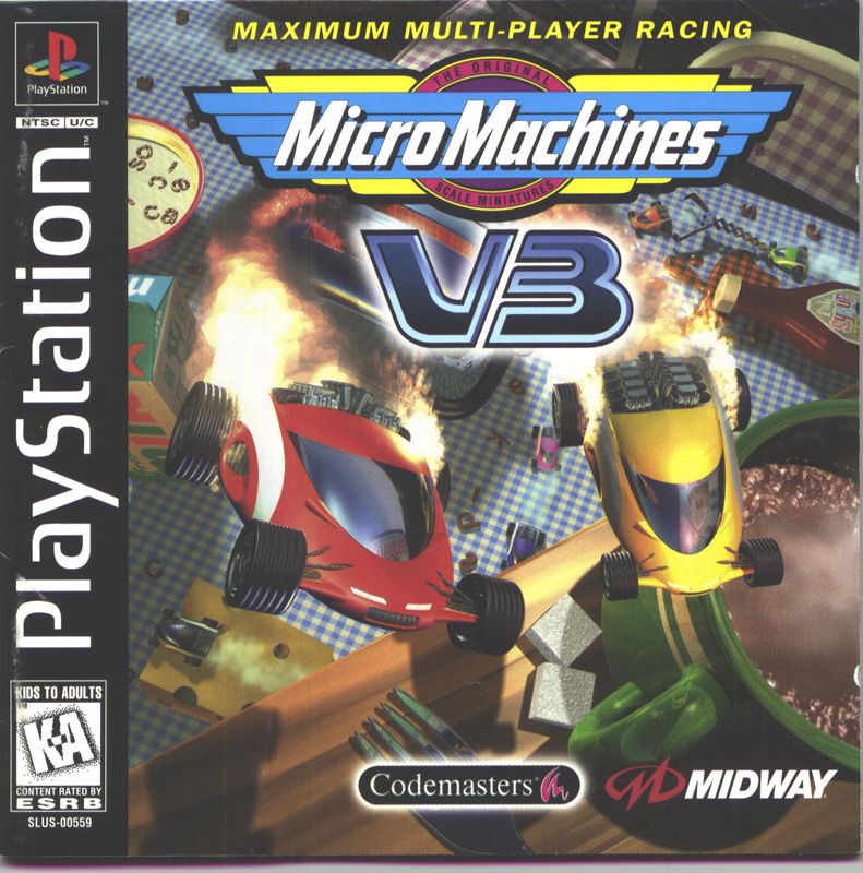 Micro Machines V3 box art for Playstation
